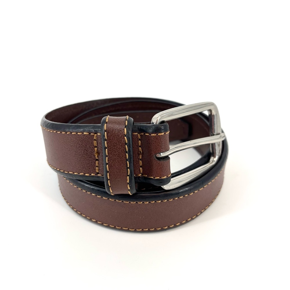 Nordstrom Men’s Shop‎ Brown Leather Belt Silver Buckle Size 34
